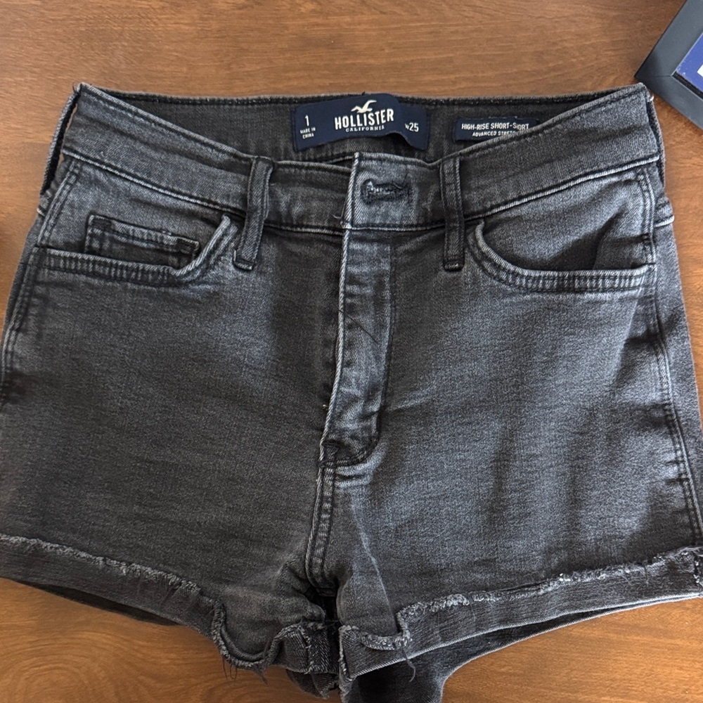 Hollister Women's Charcoal High Waist Shorts